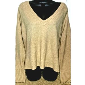 J. CREW Womens XL V-Neck Wool Blend Pullover V-Neck Sweater Tan